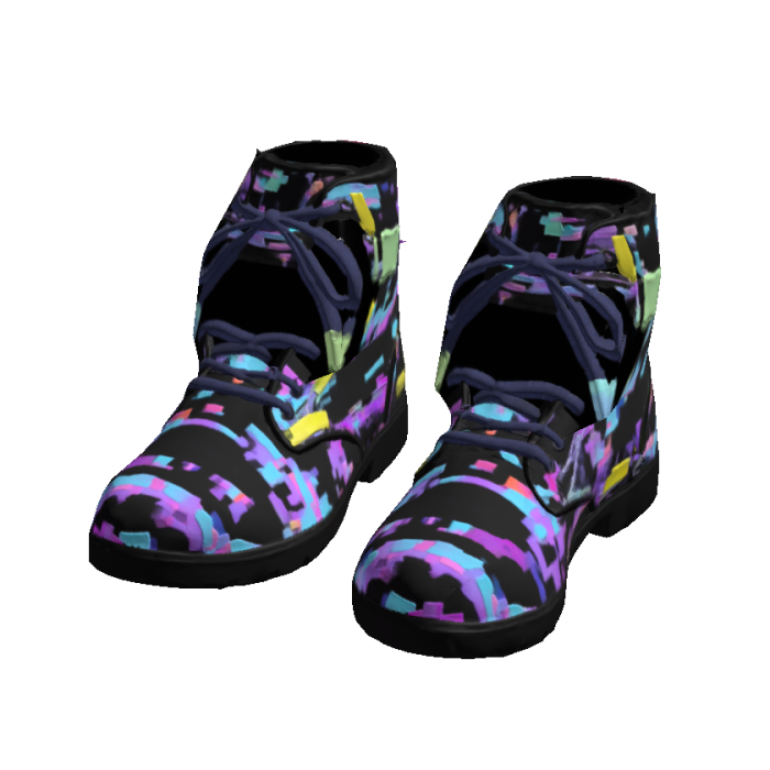 Neon Glitch Block Boots