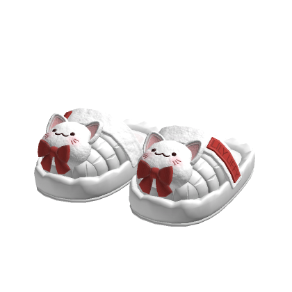 🍀Cute Winter Cat Slippers (Red) thumbnail