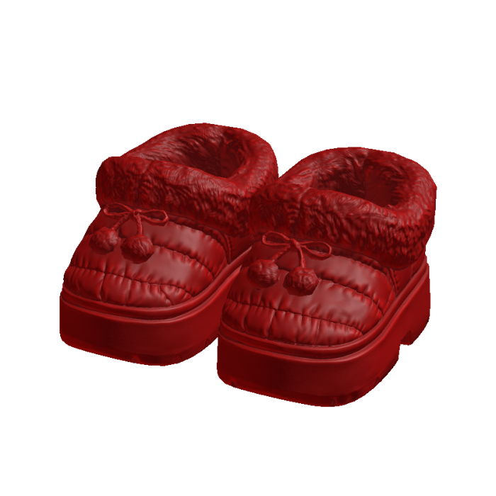 Red Cozy Fur Platform Slippers 1.0