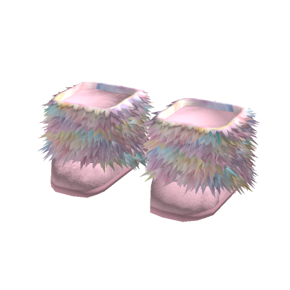 Y2K Fur Boots Candy Rainbow