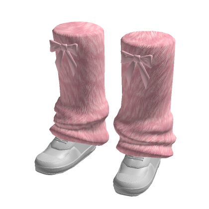 Fluffy Leg Warmer Shoes w/ Bow (Pink) thumbnail