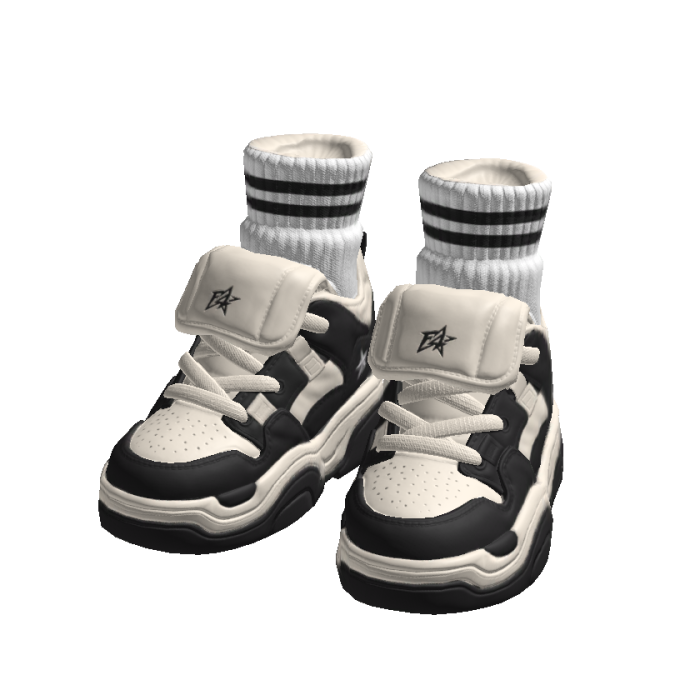 Black & White Chunky Designer Sneakers w/ Socks