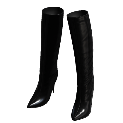 High Heels Boots Black Leather Baddie It Girl Y2K