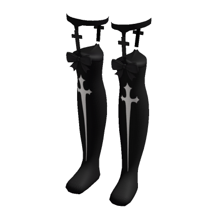 Goth Cross Thigh High Socks / Black thumbnail