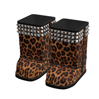 Emo Studded Fur Boots Leopard