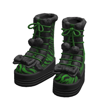Fluffy Green and Black Scene Boots