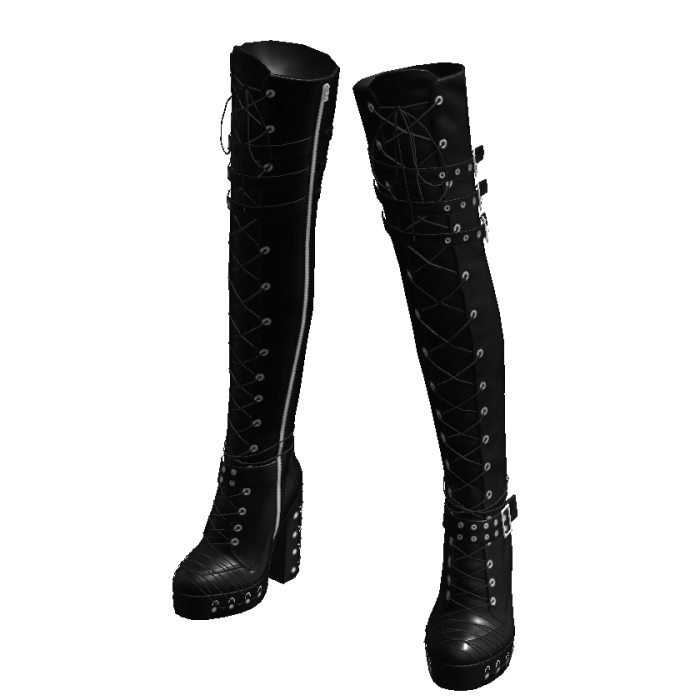 Black High Heels Strap Boots Emo Baddie It Girl