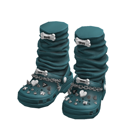 Emo Teal Crocs w/ Socks