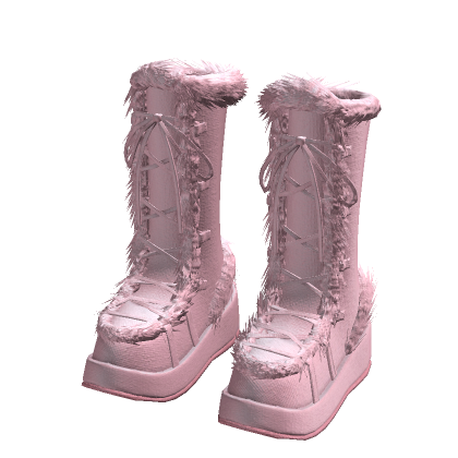 Pink High Platform Fuzzy Boots thumbnail