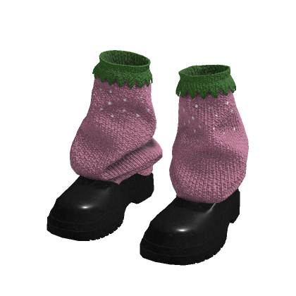 Chunky Strawberry Y2K Knit Leg Warmers Pink