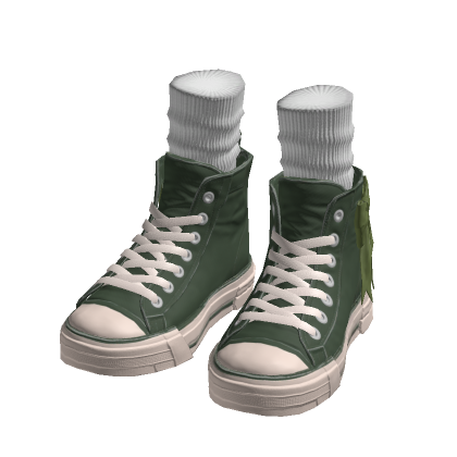 Green High Top Sneakers w/ Socks