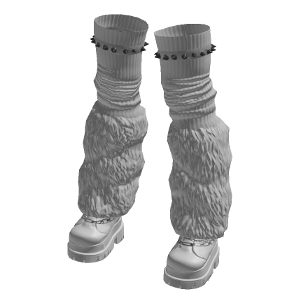 Gothic Spiked Fur White Combat Boots