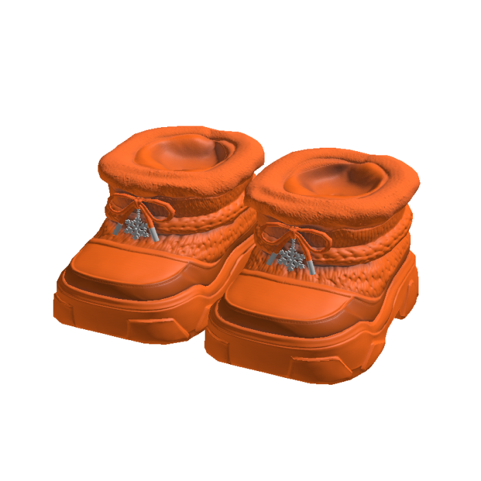 Orange Chunky Fur Boots w/ Snowflake 1.0