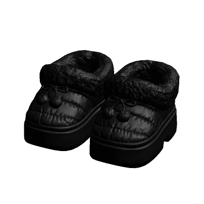 Black Cozy Fur Platform Slippers 3.0