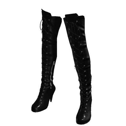 High Heels Boots Black Leather Baddie It Girl Y2K