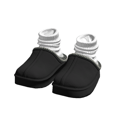 Trendy Cosy Fall Black Slippers with Socks