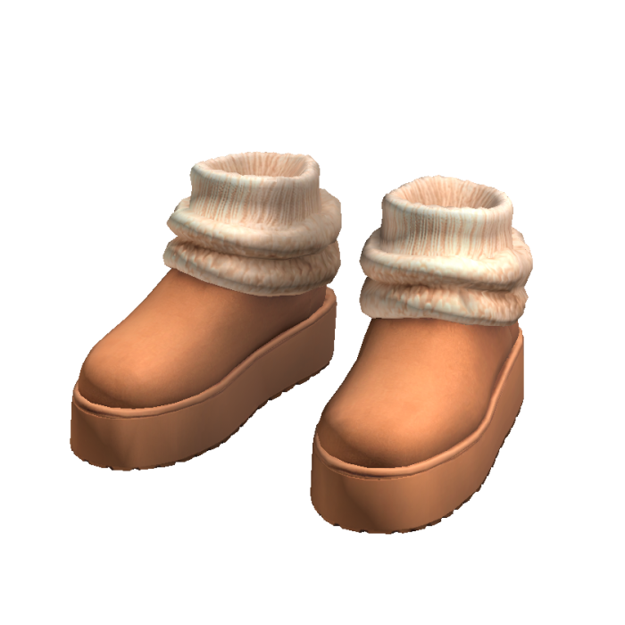 Brown Fur Slippers Leg Warmers Woman