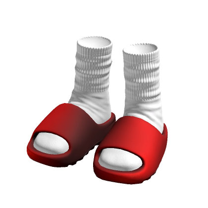 Red Ye Slides w Socks Slippers Shoes Warmers y2k thumbnail