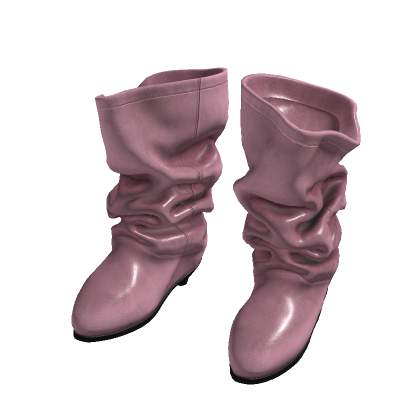 Pink Grunge Shiny Boots W Heels