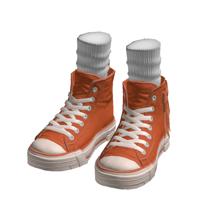 Orange High Top Sneakers w/ Socks