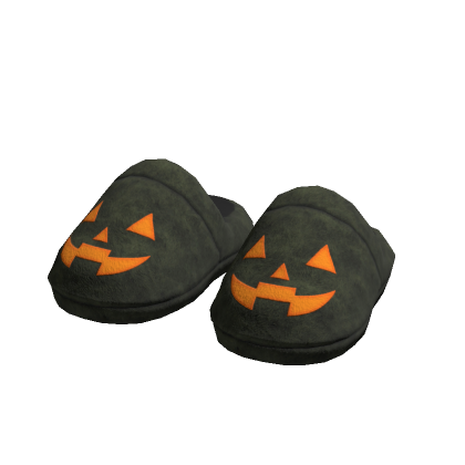 Halloween Pumpkin Jack-O'-Lantern Slippers (Green)