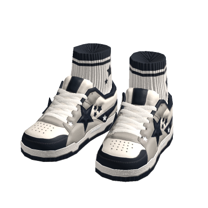 Black Y2k Chunky Star Sneakers w/ Socks