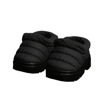 Black Puffer Fur Clogs 3.0