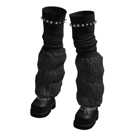 Gothic Spiked Fur Black Combat Boots