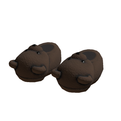 Dark Brown Fuzzy Bear Slippers