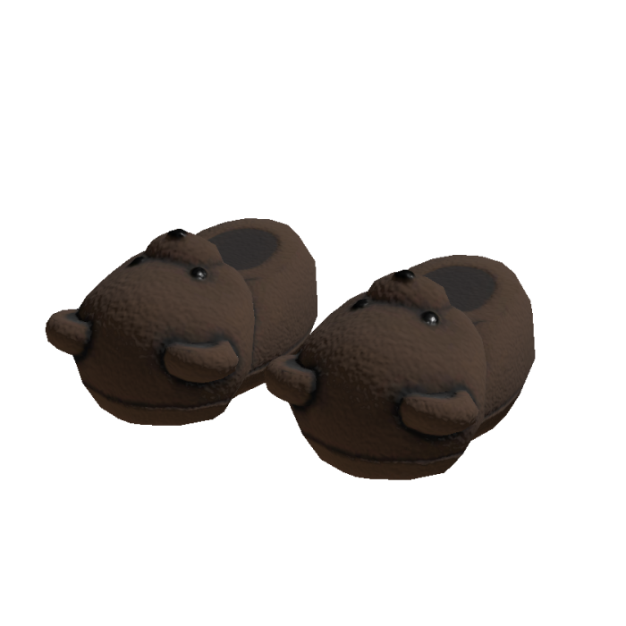 Dark Brown Fuzzy Bear Slippers