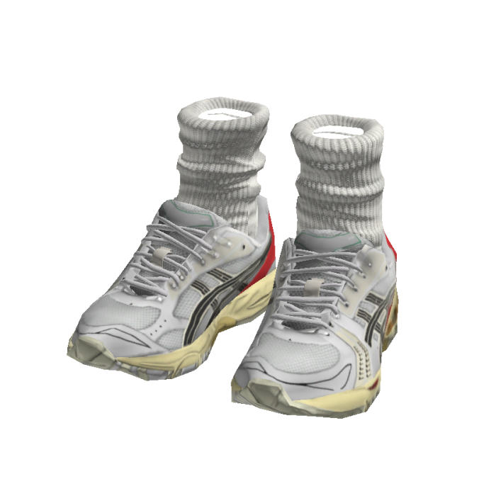 White Red Streetwear Gel Runner Sneakers w/ Socks