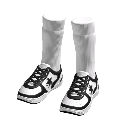 Black/White Sneakers with White Socks