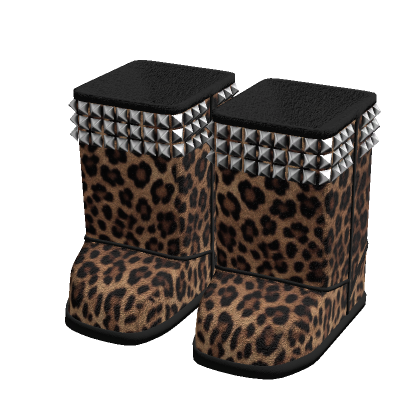 Emo Studded Fur Boots Leopard