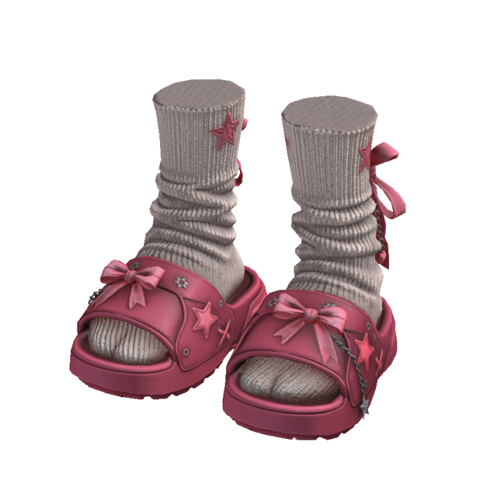 Y2K Star Bow Slides (Pink)