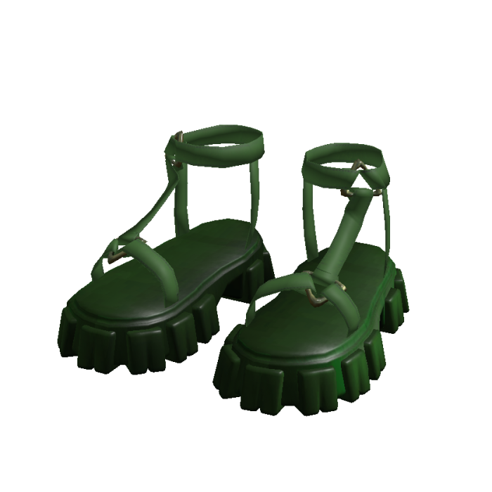 Chunky Platform Green Y2K Strappy Heels Sandals