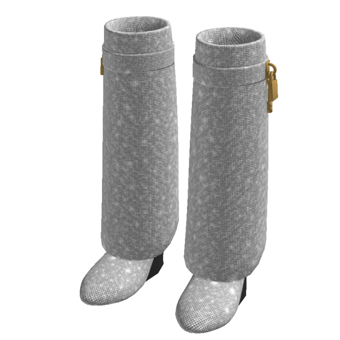 Diamond Heeled Boots Silver