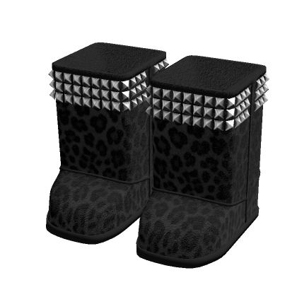 Emo Studded Fur Boots Black Leopard