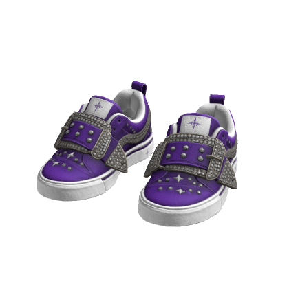 Purple Y2K Studded Buckle Sneakers
