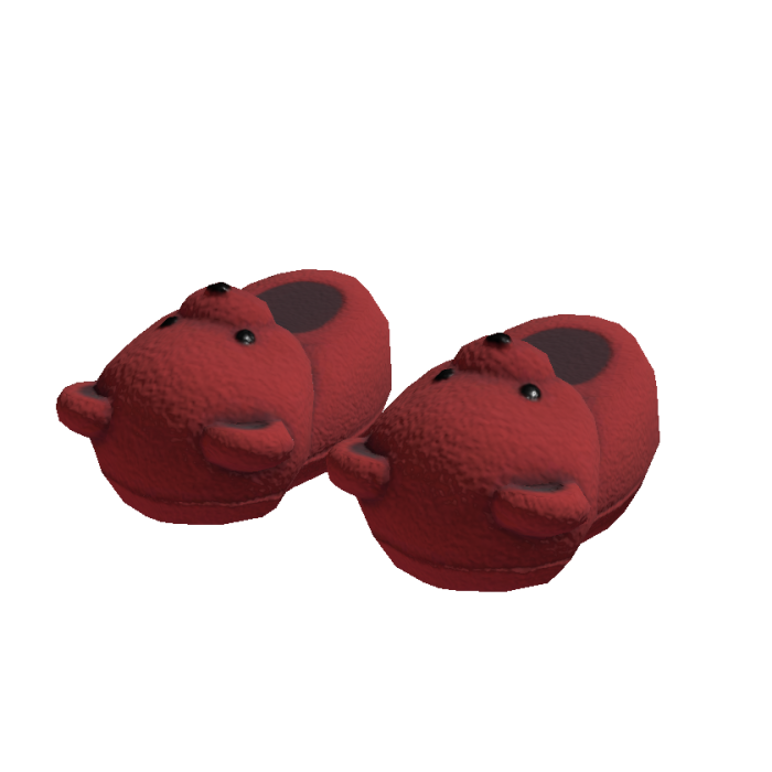Red Fuzzy Bear Slippers