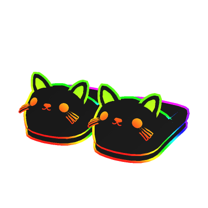 Cool RGB Rainbow Cartoony Kitty Cat Slippers