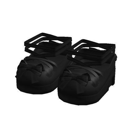 Black Ruffled Kitty Bow Shoes with Tail & Bell thumbnail