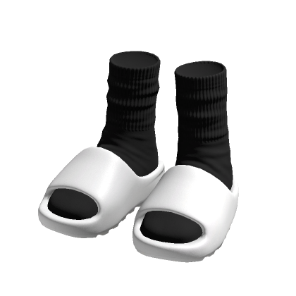 White Ye Slides w Socks Slippers Shoes Warmers y2k thumbnail