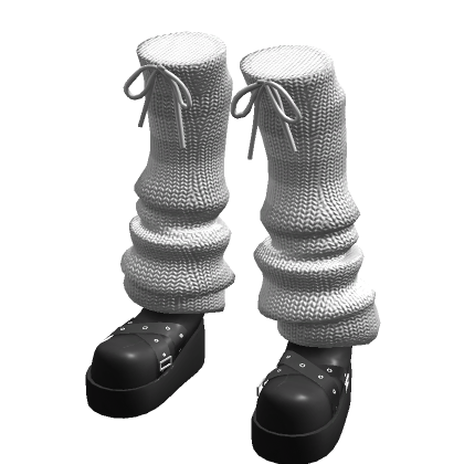 White Platform Leg Warmers Bows thumbnail