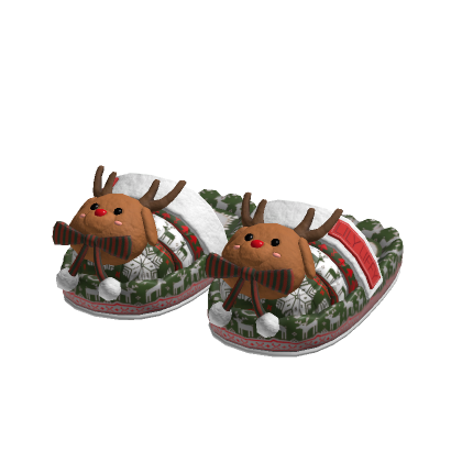 🍀Christmas Cute Rudolph Winter Slippers (Green) thumbnail