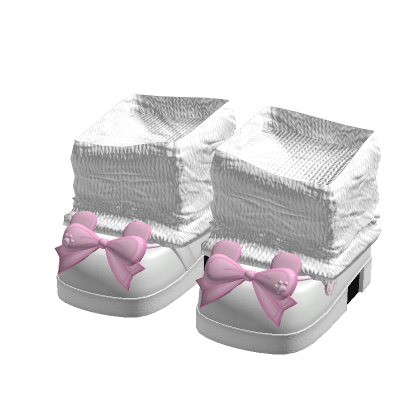 ♡ cute ruffled sock bunny platform shoes in white thumbnail