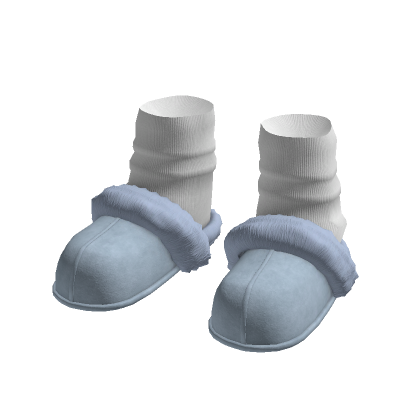 Fuzzy Winter Slippers w/ Socks (Blue) thumbnail