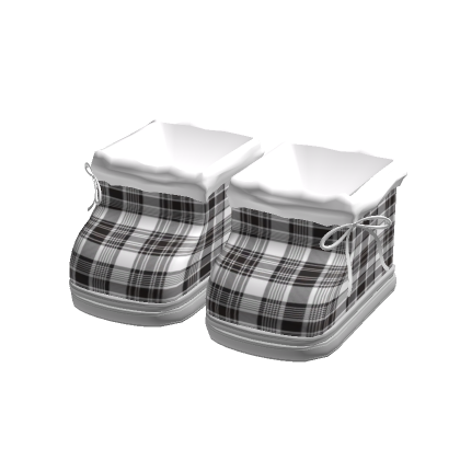 cute plaid fluffy winter boots