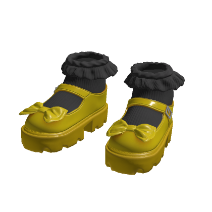 Yellow Girl Shoes with Black Socks