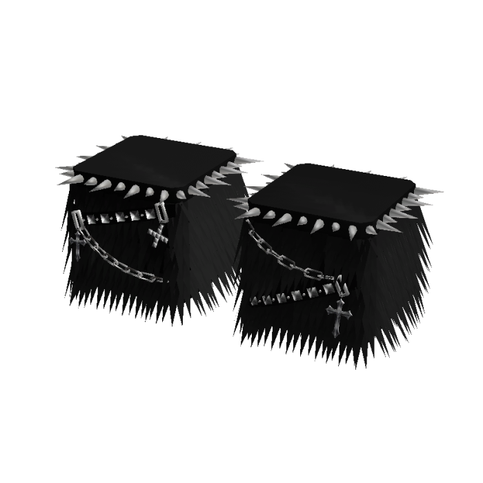 black vkei moe spiked cross chain fur boots