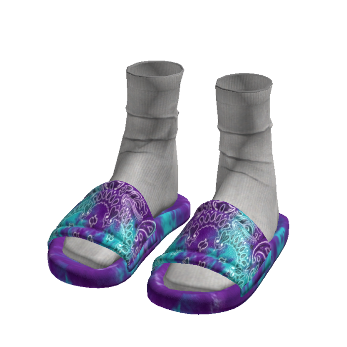 Purple Galaxy Tie-Dye Slides w/ White Socks Aest